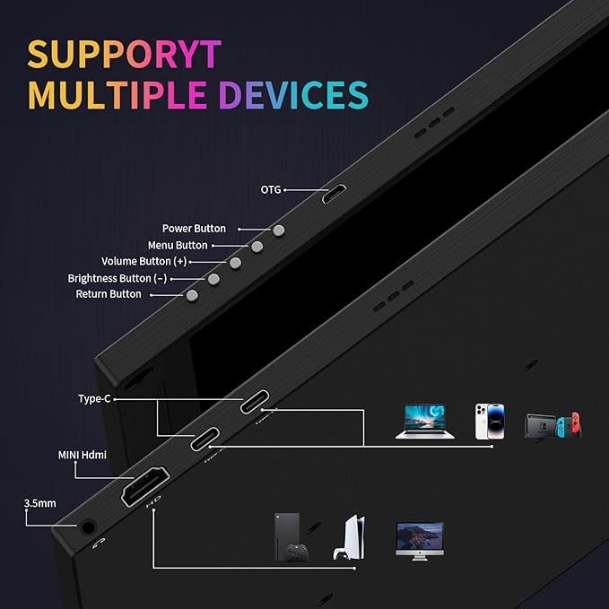 4K Portable Monitor 15.6 3840x2160 IPS Laptop Screen USB C HDMI Computer Gaming Display with Speakers &amp Smart Cover Travel Monitor for PC Phone PS5/4 Xbox Switch