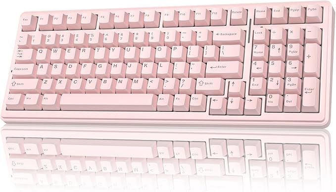 AULA F99 Wireless Mechanical Keyboard-Silent VersionTri-Mode(BT5.0/2.4GHz/USB-C)Gasket StructureHot Swappable Mechanical Keyboard with Pre-lubed Linear SwitchesRGB Backlit PC Gaming KeyboardsPink