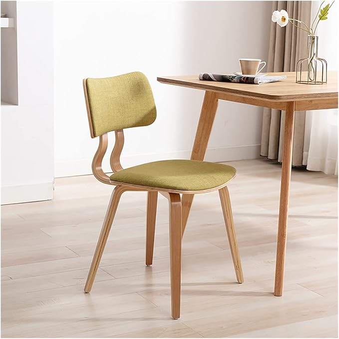 Adjustable Office Computer Chair with Armrest Solid Wood Dining Chairs Kitchen Bedroom Backrest Chair Home Furniture Stool Hotel Restaurant Chair(Log Green)