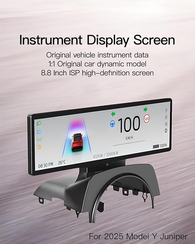 8.8 Smart LCD Display Original Instrumentation Data/Carplay/Video Inputs Exclusive to 2025 Model Y JuniperNavigationVoice Control