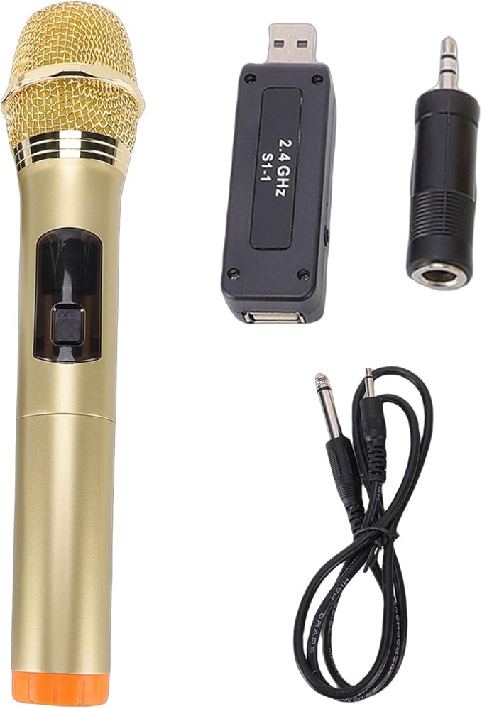 2.4G Wireless Microphone Professional Dynamic Mic with USB Receiver for Outdoor Stage Karaoke Computer Phone Speaker