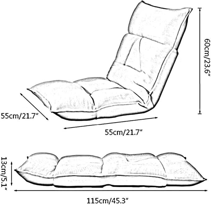 BTZHY Floor Chair Floor Chair Folding Sofa 6-Speed Adjustment Computer Chair on Single Bed Removable and Washable Lazy Leisure Sofa for Balcony Bedroom (Color : Green)