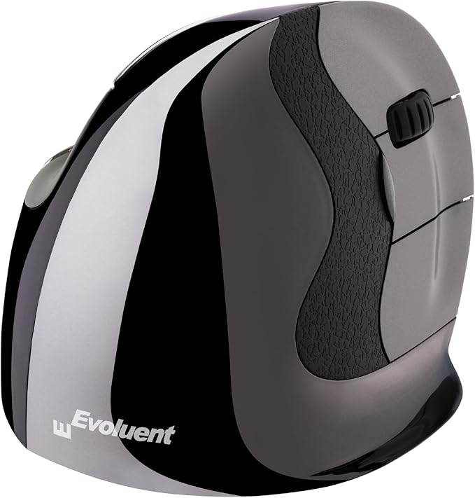 Evoluent – Inventor of The Vertical Mouse – VMDMW Ergonomic Vertical Mouse Right Hand Med USB Wireless Sculpted for Comfort Reduces Wrist Strain 4 Speeds 6 Customizable Buttons in Windows