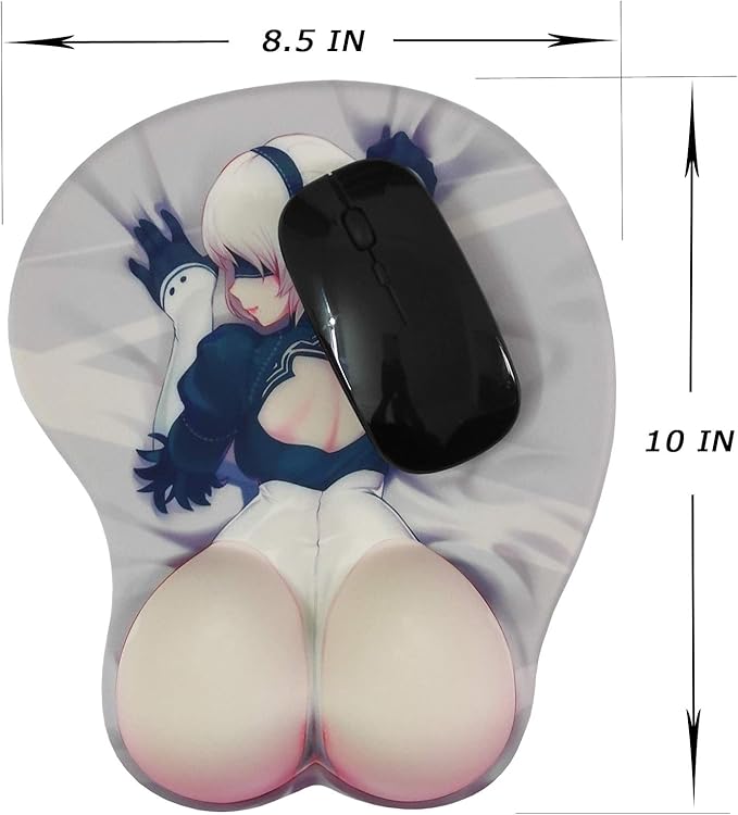 Funny Kawaii Ergonomic Mouse Pad Cute Sexy Anime Computer Mouse Pad with Wrist Rest Grey