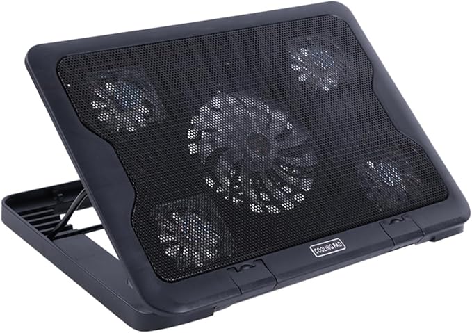 Veemoon Laptop Cooling Pad with 5 Fans USB Cooling Base Adjustable Angle Heatsink Stand for Gaming and Office Laptops Black
