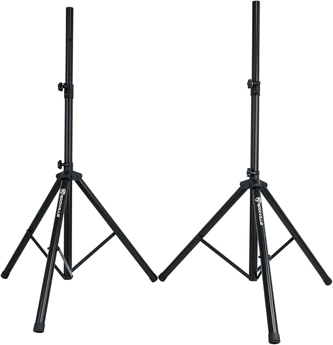 Rockville RPG122K Pair 12 1000W Powered Speakers Bluetooth Wired Mic Speaker Stands Cables Built-in Mixer TWS Linking for DJs Karaoke Events