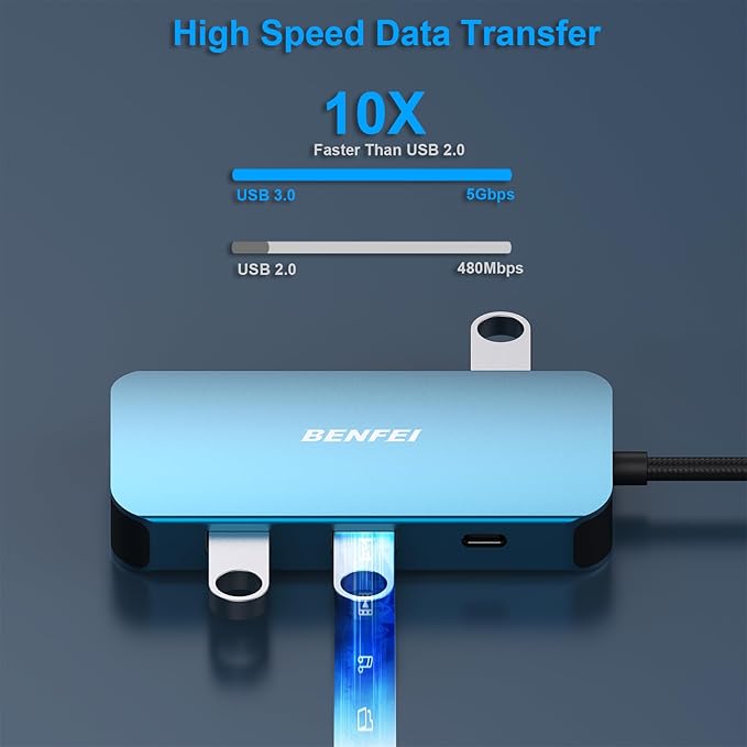 BENFEI USB C Docking Station 8-in-1 USB C Hub with Triple Display Dual HDMI VGA 3*USB 3.0 100W Power Delivery 3.5mm AUX Audio Compatible with MacBook Pro XPS and More