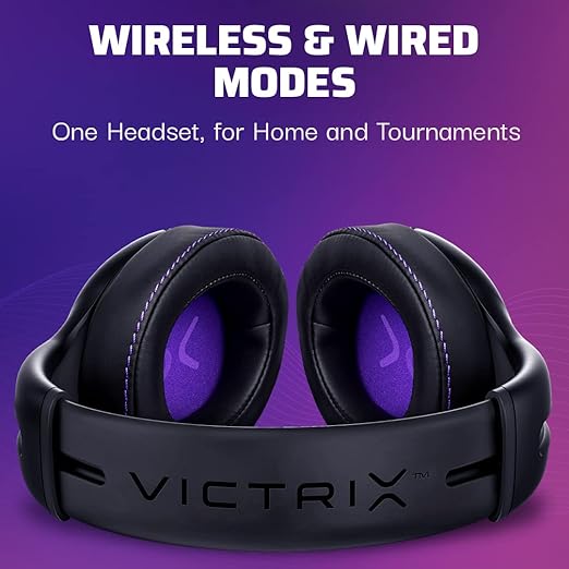 Victrix Gambit Black Wireless and Wired Gaming Headset with Mic - Playstation PS4 PS5 - Esports-Ready Pro Audio Noise Cancelling Microphone Ultra-Comfort Over The Ear Headphones