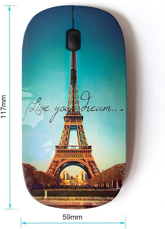 Graphic4You Live Your Dreams Paris Eiffel Tower Ergonomic Wireless Mouse with Nano Receiver