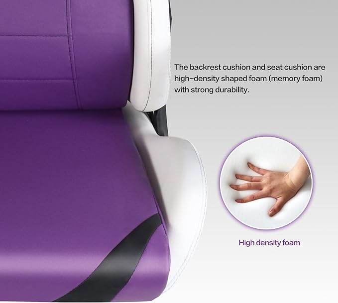 Modern-Depo Ergonomic Gaming Chairs for Adults with High-Density Memory Foam | Swivel Comfortable Office Chair Big and Tall Video Game Chair High Back Computer Chair for Home Office Purple White