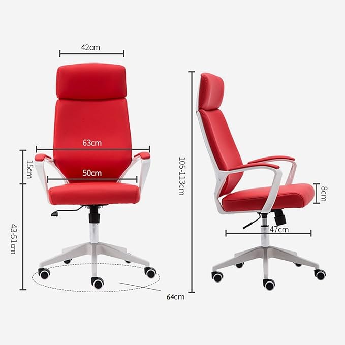 Mlaea High Back Gaming Chairs Living Room Chair with Height Adjustable Rocking Function Executive Swivel Computer Chair(Size:50 * 47 * 105-113CMColor:White)