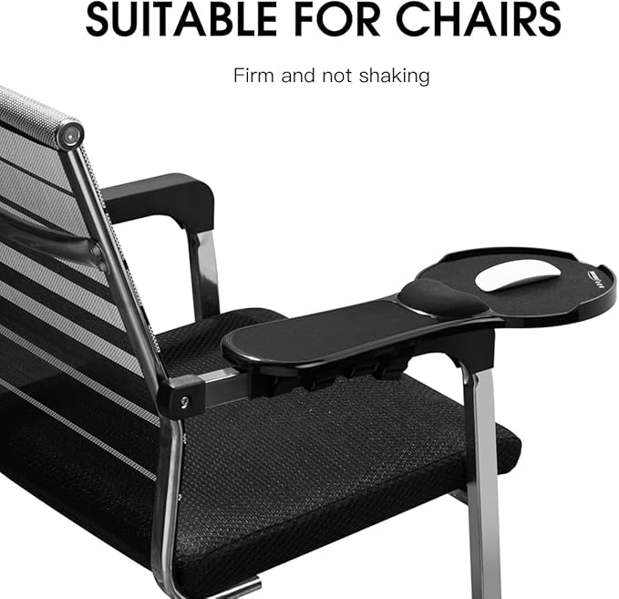 Omhuzsyo Upgraded Chair arm Mousepad Adjustable Chair arm Wrist Support pad for Table and Chair Elbow Computer Table Extender with Mouse Baffle to Prevent Falling Ergonomic Design (Plastic)