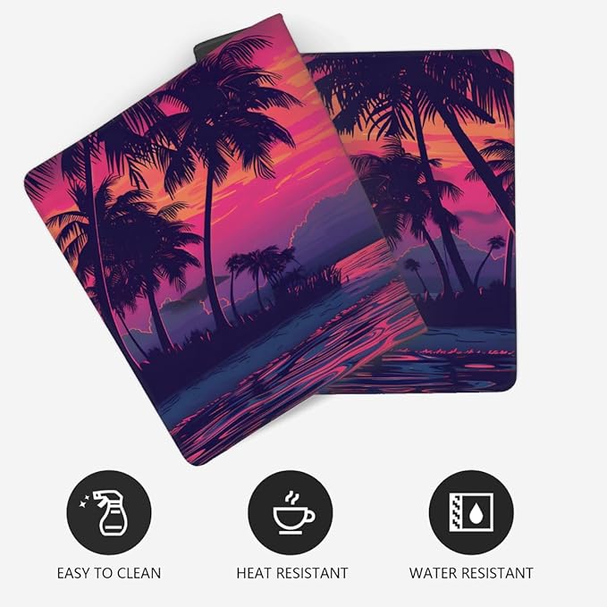 Sunset Beach Palm Large Mouse Pad Gaming Mousepad Desk Mat for Desktop Computer Keyboard Waterproof Mouse Mat Desk Pad with Non-Slip Base for Game School Office Home 35.4 x 15.7