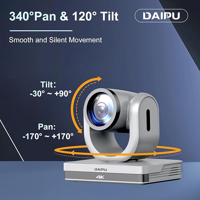 NDI PTZ Camera 4K 20X Optical Zoom HDMI USB SDI LAN PoE AI Auto Tracking PTZ Conference Camera for Church Live Streaming Video Conference Education Broadcast with YouTube Facebook Live Zoom