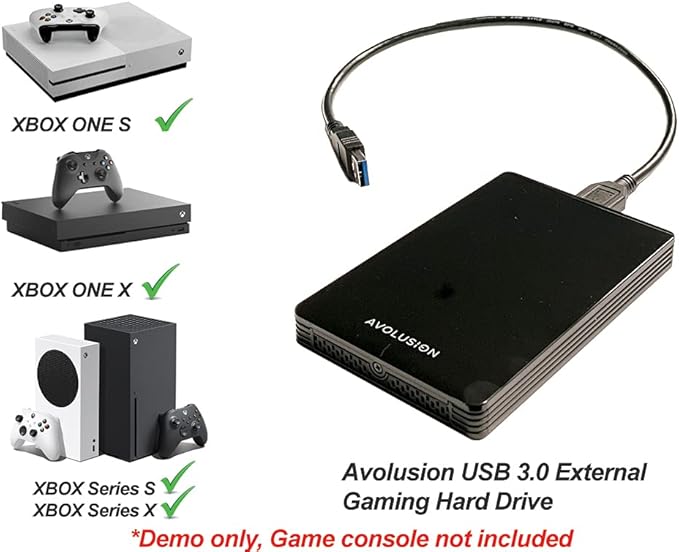 Avolusion HD250U3-Z1-PRO 2TB USB 3.0 Portable External Gaming Hard Drive (for Xbox One X S &amp Series X | S - Pre-Formatted) - 2 Year Warranty