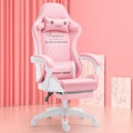 Gaming Chairs for Adults with 360°-Swivel Seat Headrest Massage Computer Chair with Height Adjustable Lumbar Support Footrest for Office Gaming Girl (Pinkfootrest)