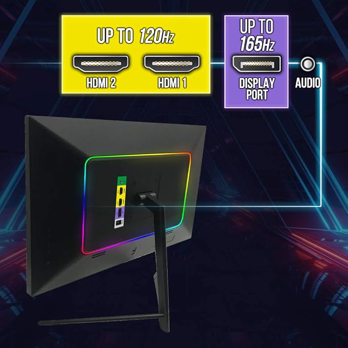 Sceptre IPS 24 LED Gaming Monitor 1ms HDMI DisplayPort up to 165Hz AMD FreeSync Premium Build-in Speakers Edgeless Machine Black 2021 (E248B-FPN168)