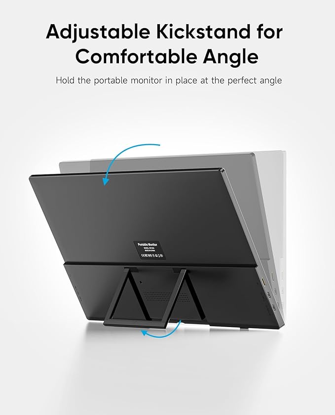 Portable Monitor 15.6'' FHD 1080P Laptop Monitors USB-C HDMI Travel Monitors for Laptop Ultra-Slim IPS HDR Display w/Speakers External Small Display for PC Phone Mac Xbox PS5/4 Switch