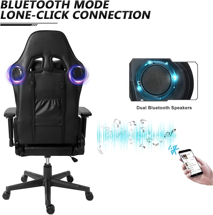 XOOFMASS RGB Gaming Chair with Massage Footrest &amp Dual Speakers Ergonomic Racing Computer Chair with Lumbar Support and Headrest High Back Music Video Chair for Adults Teens and KidsPink