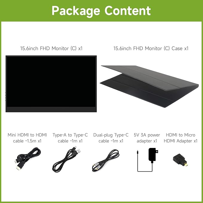 Waveshare 15.6inch 10-Point Capacitive Touch Monitor Comes with A Protective Case Compatible with Raspberry Pi 5/4B/3B/Zero/Zero W/Zero 2W/Pico/PicoWindows Jetson Nano/TX2/Xavier NX/Orin