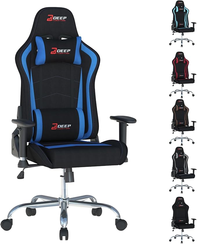 Gaming Chair High-Back Ergonomic Computer Chair Adult Lumbar Support Breathable Fabric Office Chair 3D Independent Armrests(1005-DeepBlue)
