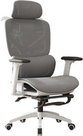 Ergonomic Chair Mesh Office Seat 330lbs Capacity High Back Desk Chair with Flip-Up Arms 135° Recline Adjustable Lumbar Support Wheels for Home Office Gaming Study (White Grey)