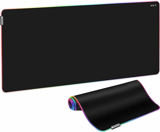 VIVO Extra Large 71 x 36 inch Full Size Desk Pad with RGB Lighting for Office Ambience and Immersive Gaming Oversized Mouse Pad Table Top Cover 12 Color Modes Non-Slip Base Black DESK-PAD72-36