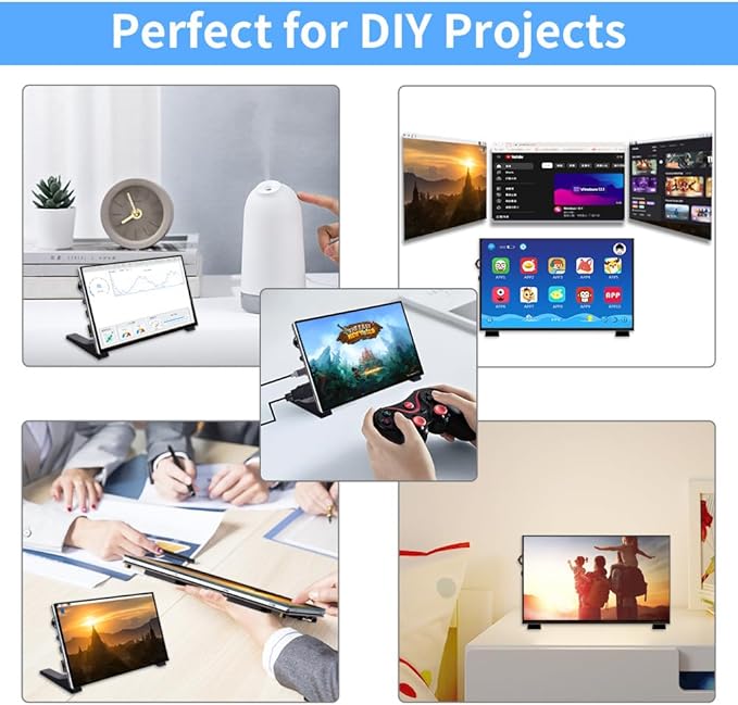 GeeekPi 7 Inch Capacitive Touchscreen for Raspberry Pi 1024x600 IPS LCD Display with Dual-Speaker HDMI Portable Monitor for Raspberry Pi 5/Pi 4B/3B+/3B/B+/Zero/400 Win11/10/8/7 Free-Driver