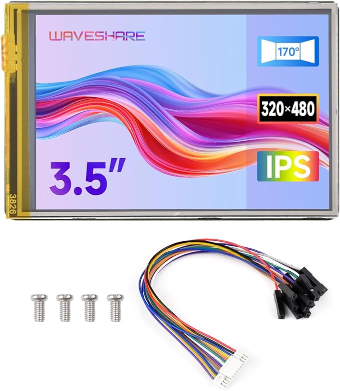Waveshare 3.5inch Resistive Touch Display Compatible with Raspberry Pi 5/4B/3B Pi Pico IPS Panel 320×480 Immersion Gold Process 262K Color