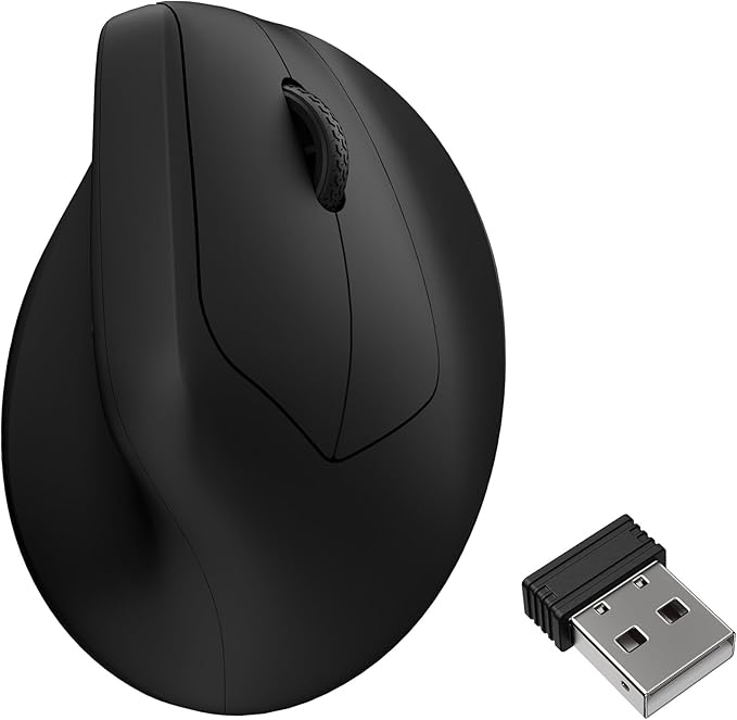 Keychron M5 Wireless Ergonomic Mouse 8000Hz Tri-Mode 2.4 GHz/Bluetooth 5.1/Wired PixArt 3950 Sensor 30000 DPI Ergonomic Lightweight Programmable Macro Button for Windows PC/Mac - Black