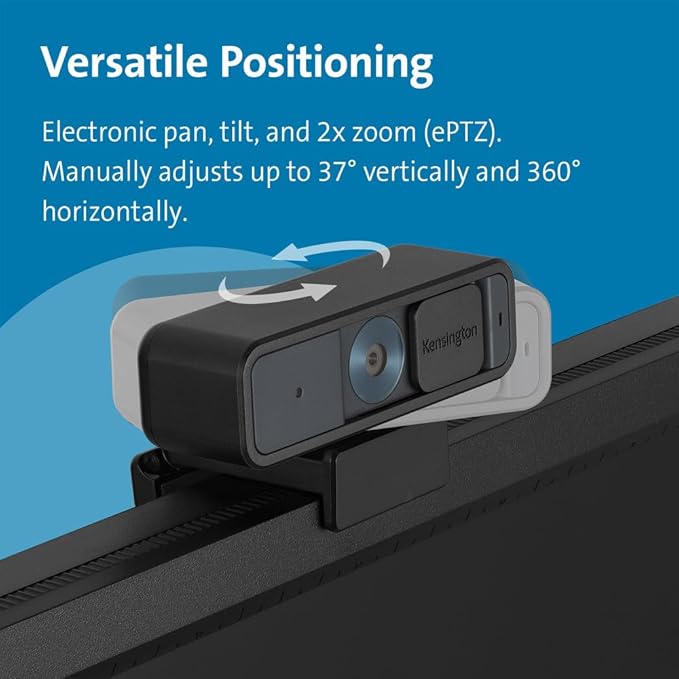 Kensington W2000 1080P Auto Focus Webcam Full HD 1080P/30fps Webcam with Microphone for Video Conferencing Software Control Privacy Shutter Compatible with Zoom/Skype/Teams (K81175WW)