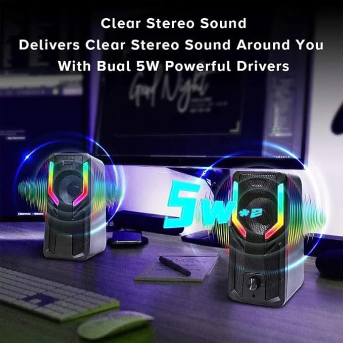 10W RGB Computer Speakers 3.5mm AUX Input High Power Bass Subwoofer PC Mobile Phone Amplifier