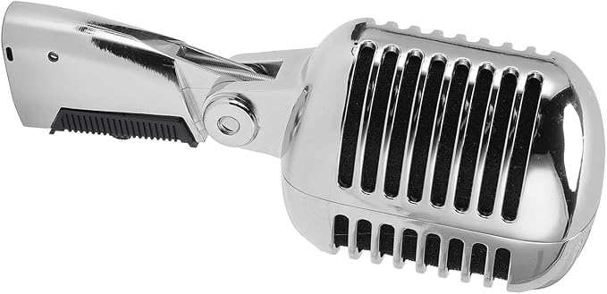 Dynamic Microphone Retro Cardioid Pickup Stage Microphone with Adjustable Swing Mount Zinc Alloy Built Mic for KTV Live Performance Includes XLR to 6.35mm Cable and Storage Box (Silver)