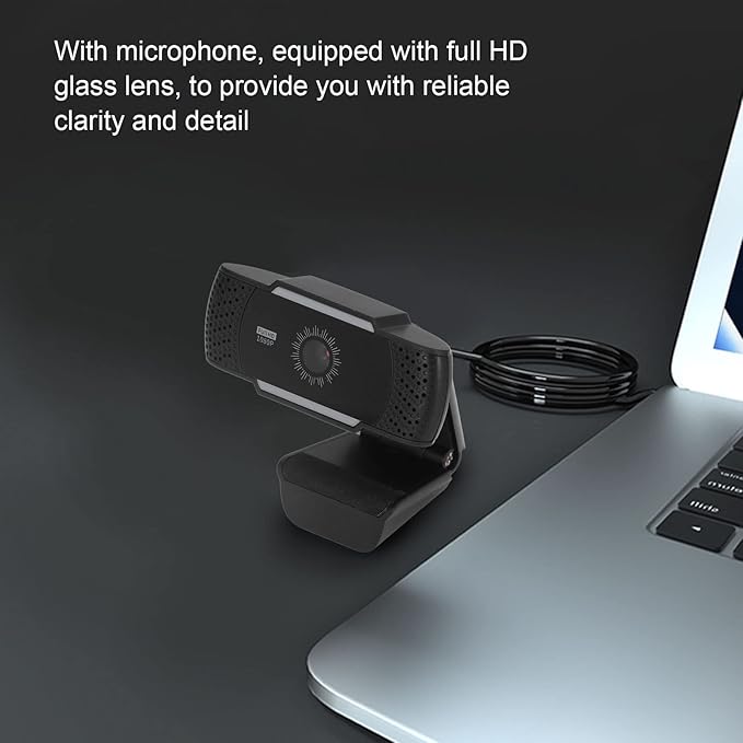 Computer Camera 1080P Full HD USB Webcam with Automatic Noise Reduction Rotatable Microphone for Office Skype Zoom FaceTime PC Laptops and Tablets