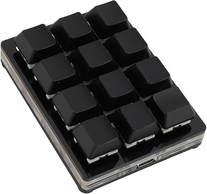 Sorandy 12 Key Mechanical Gaming Keyboard One Handed Programmable Mechanical Keyboard RGB Multifunctional Mechanical Gaming Keypad Mini USB Wired RGB Red Switch (black) Sorandypg56tazskn-12