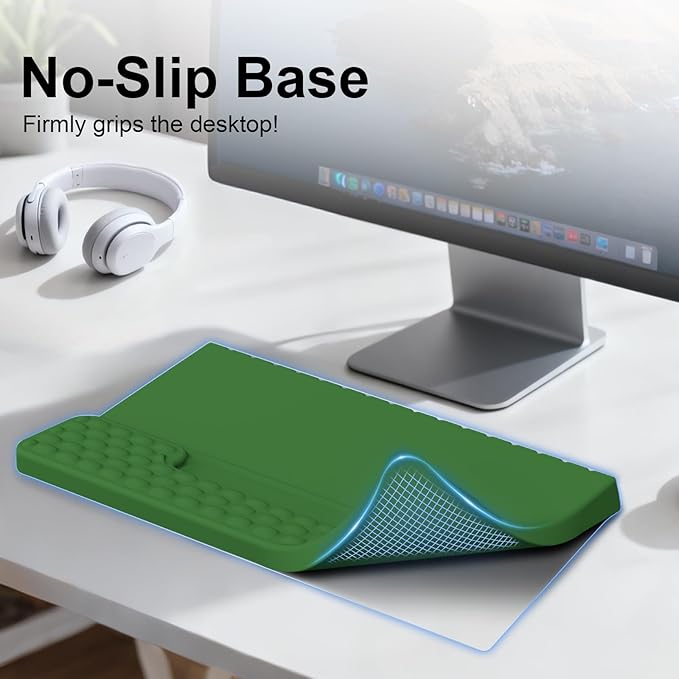 Ergonomic Keyboard Wrist Rest with Storage Tray Soft Memory Foam Arm Cushion Keyboard Stand Keyboard Stand for Office Home - Green