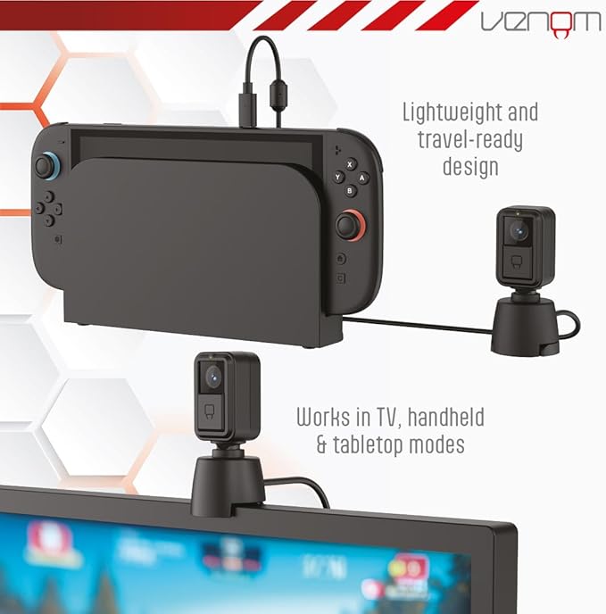 Venom USB Camera for Nintendo Switch 2 | 1080p HD 30fps Video Chat Webcam with Flexible Neck