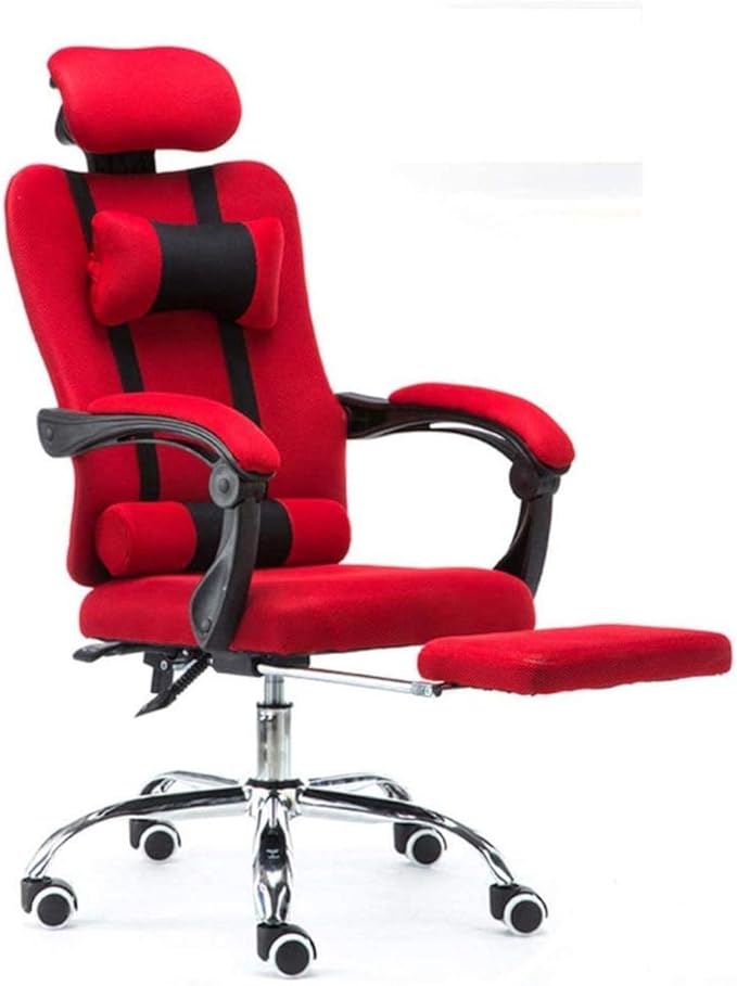 Office Chair Gaming Chair Office Chair with Arms Reclining Leather Computer Chair Swivel Office Chair with Footrest Adjustable Headrest and Lumbar Support (Color : Red Size : M)