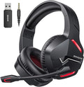 BINNUNE Wireless Gaming Headset for PS5 PC 120H Ultra-Long Battery 2.4GHz &amp Bluetooth 5.3 Wireless Headphones with Noise Canceling Mic 50mm Drivers Comfort Over Ear Headphones Black