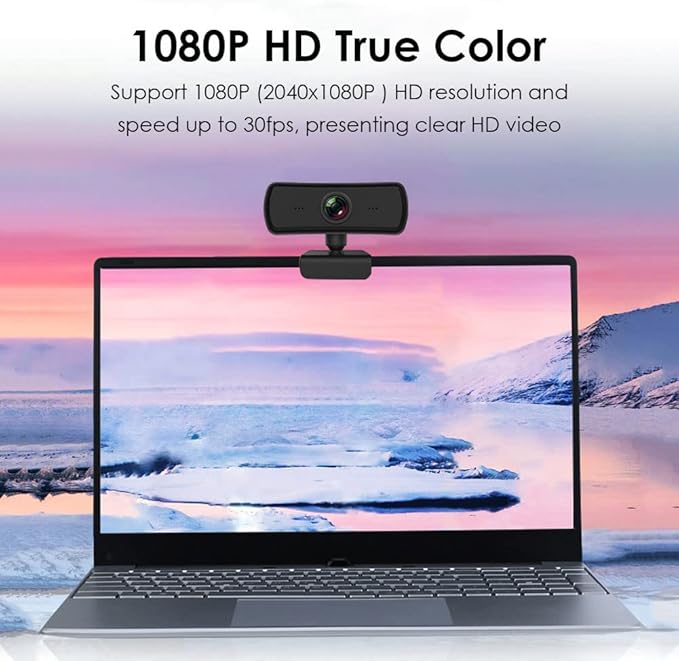 1080P Business Webcam with Noise Cancelling Microphone 3.26mm Length 110° Wide Angle Lens USB PTZ Camera for Video Calls Conference for for iOS