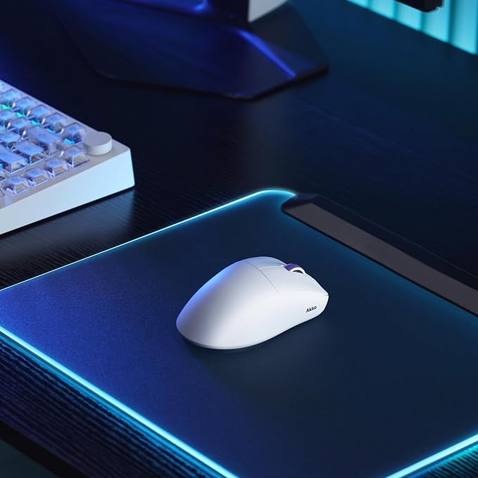 Akko Nest Wireless Gaming Mouse 8K Polling Rate with PAW 3950 Sensor 30000 DPI 49g LightweightOmron Mechanical Switches BT/2.4G/Wired Computer Mouse White
