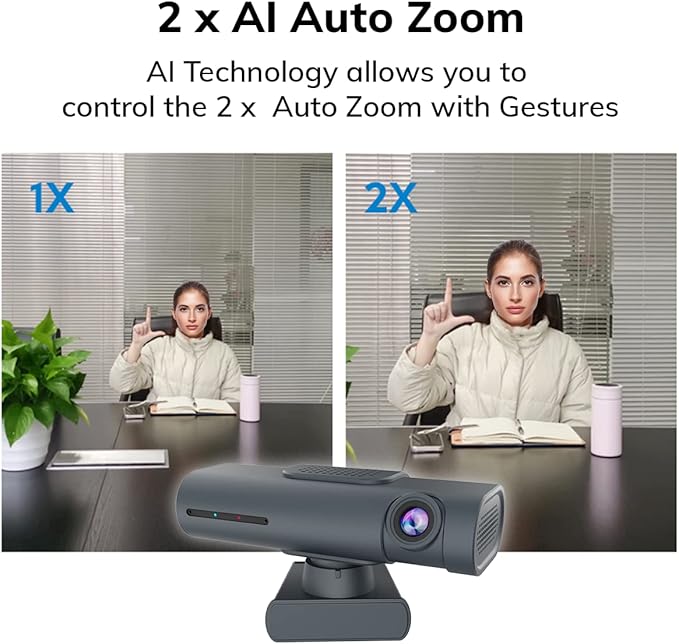 Project Telecom Hawk AI 4K Auto Tracking PTZ Webcam Gesture Control Wired USB-A &amp USB-C Black Compatible with Microsoft Teams Zoom Cisco Webex
