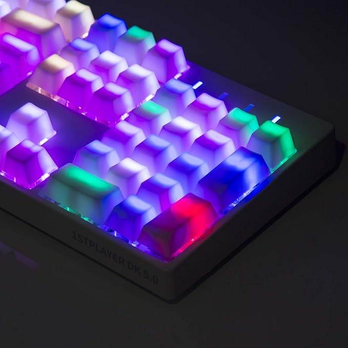 POM Jelly Keycaps Doubleshot Translucent OEM Profile for 6187104108 Keys PC Gaming Mechanical Keyboards (White)