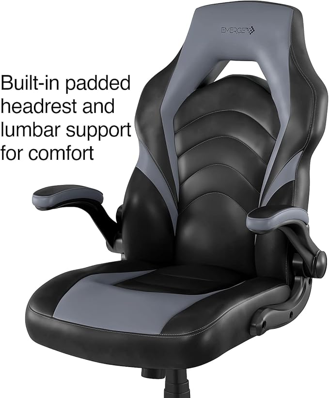 STAPLES Emerge Vortex Gaming Chair Ergonomic Adjustable Height Swivel Black 2-Pack