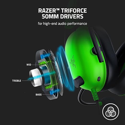 Razer BlackShark V2 X Gaming Headset: 7.1 Surround Sound - 50mm Drivers - Memory Foam Cushion - for PC PS4 PS5 Switch - 3.5mm Audio Jack - Green
