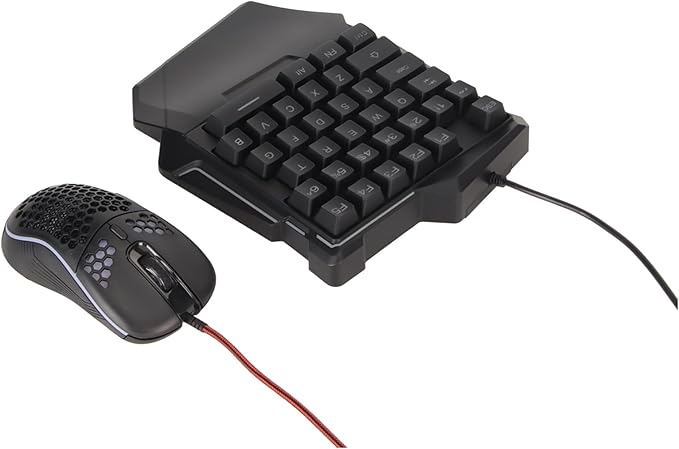 One Handed Half Gaming Keyboard and Mouse Combo with Keyboard Mouse Converter Support One Key Auto or Function for FPS FTG Games