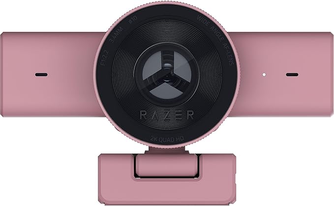 Razer Kiyo V2 X Streaming Webcam: 1440p 60 FPS - Auto Focus - Built-in Microphone - Wide Angle Lense - Integrated Privacy Shutter - Works with OBS Xsplit Streamlabs Discord Zoom Teams - Pink