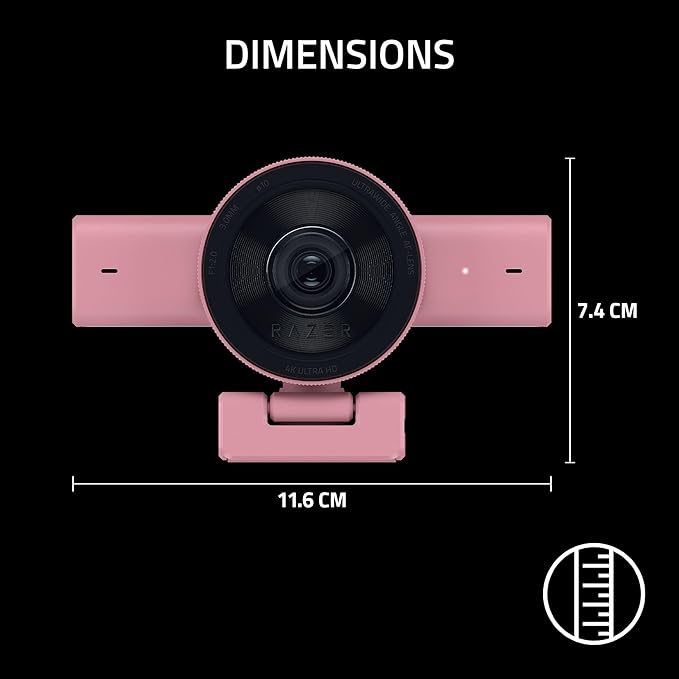 Razer Kiyo V2 Streaming Webcam: 4K 30 FPS 1080p 60 FPS - AI Powered Auto-Framing - Built-in Microphone - Ultrawide Angle Lens - Privacy Cover - Works with OBS Xsplit Discord Zoom Teams - Pink