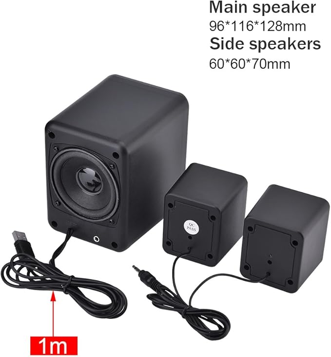 Zerone Computer Speakers Wired Subwoofer Combination Speaker - 3D Stereo Bass Speaker Fits for Computer Laptop TV and Other Audio Devices with USB(Black)