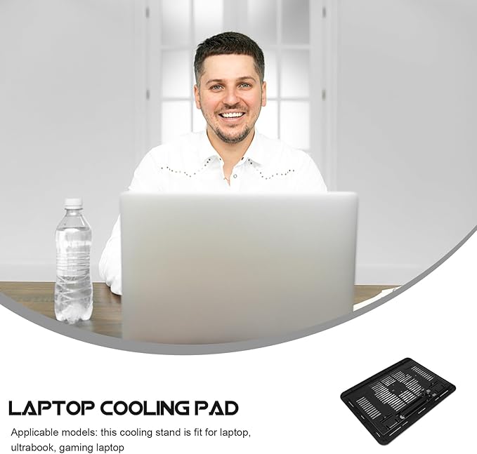 Silent Laptop Cooling Pad with LED Fan Mesh Stand with Anti-Slip Feet Upward Airflow Cooling Mat for Heat Dissipation Compatible Laptop Accessory